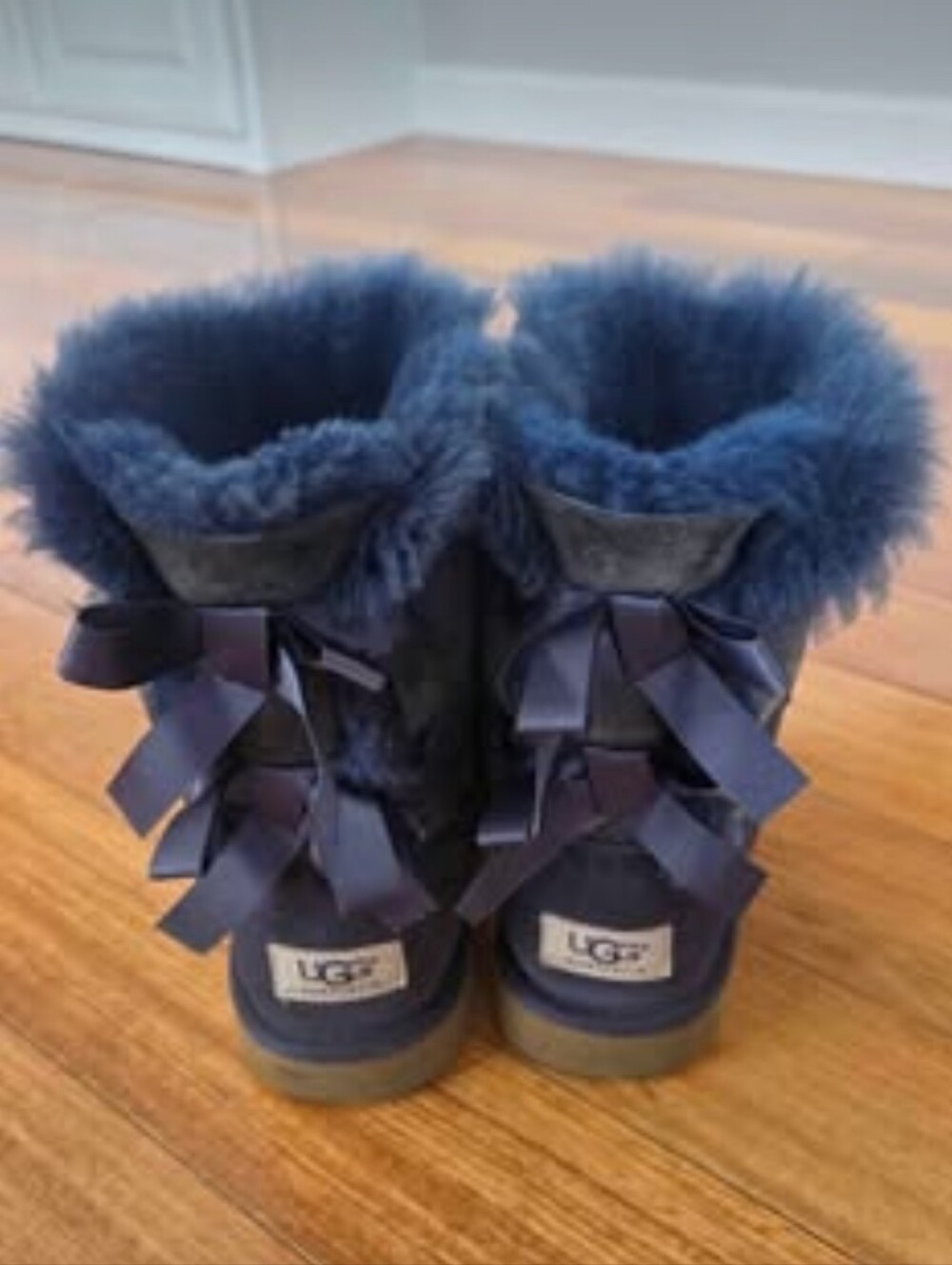 Authentic UGG Boots In Navy With Bows, Girls Size 4
